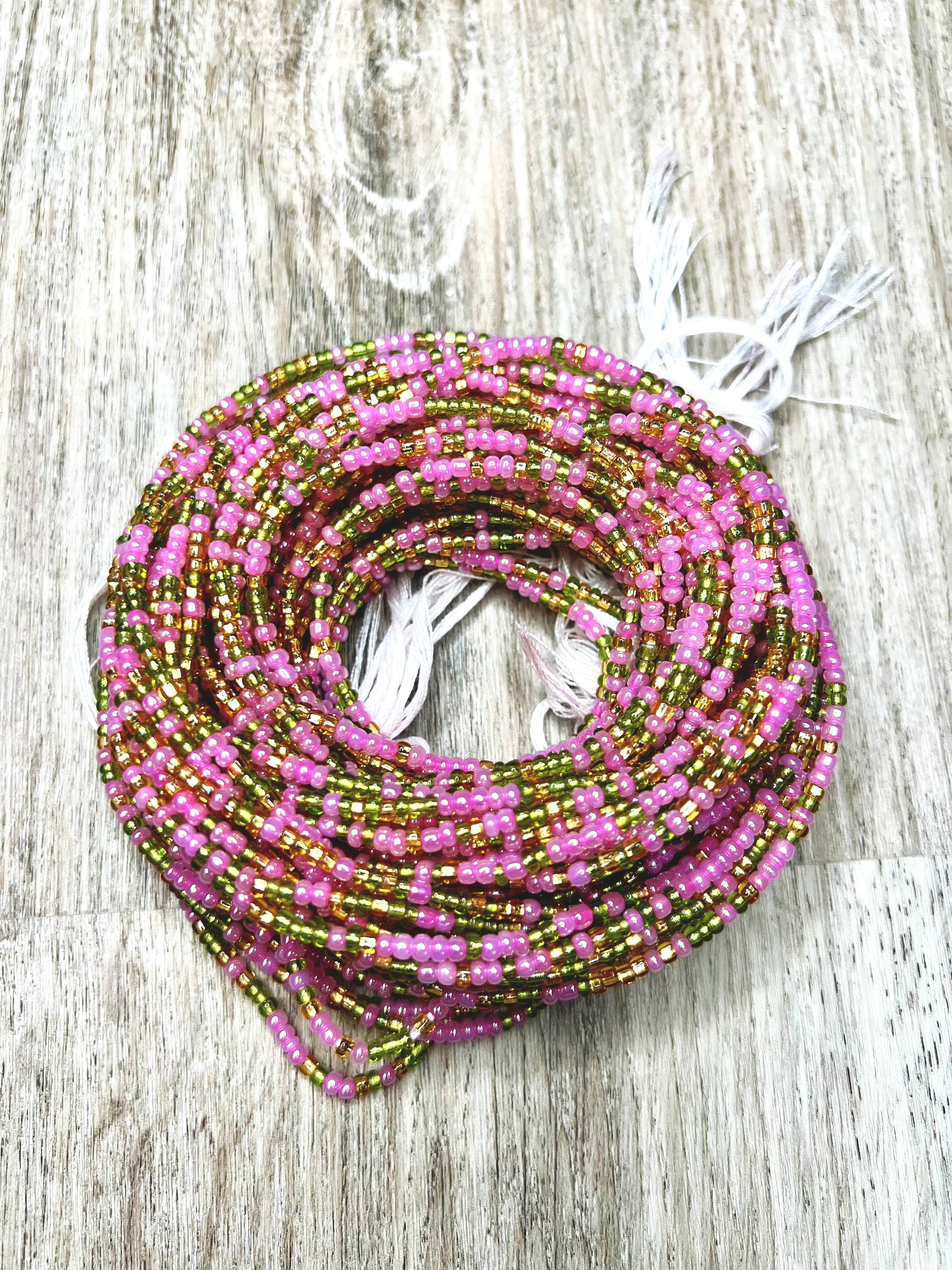 Pink Olive African Waist beads